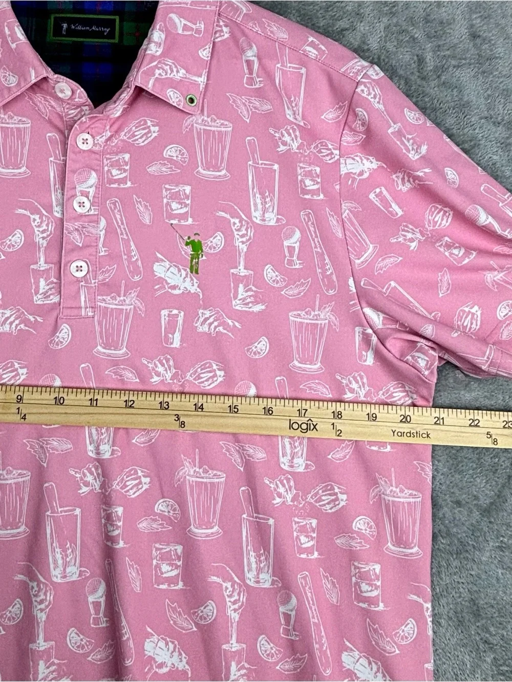 William Murray Shirt Men Medium Pink Minty Fresh Novelty Golf Polo